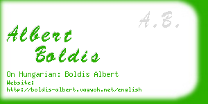 albert boldis business card